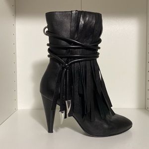 Ash "Bird" Black Leather Fringe Boot